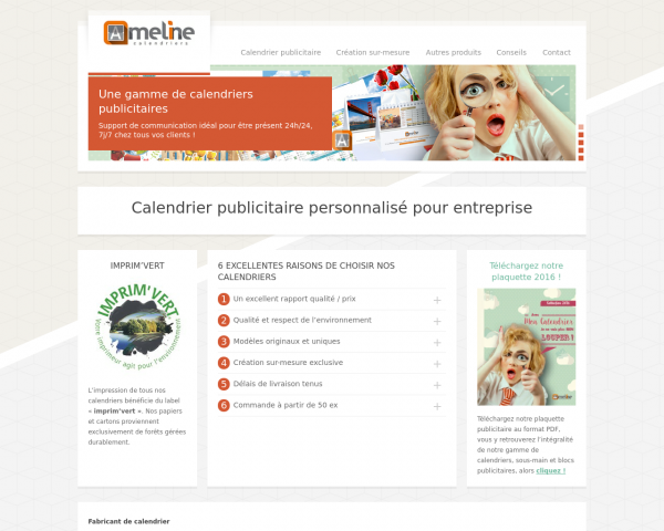 Votre calendrier publicitaire sur mesure avec Ameline Calendrier